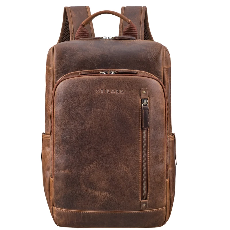 "Johnson" Lederrucksack Herren Business Vintage - Laptop Rucksack 13 Zoll Rindsleder