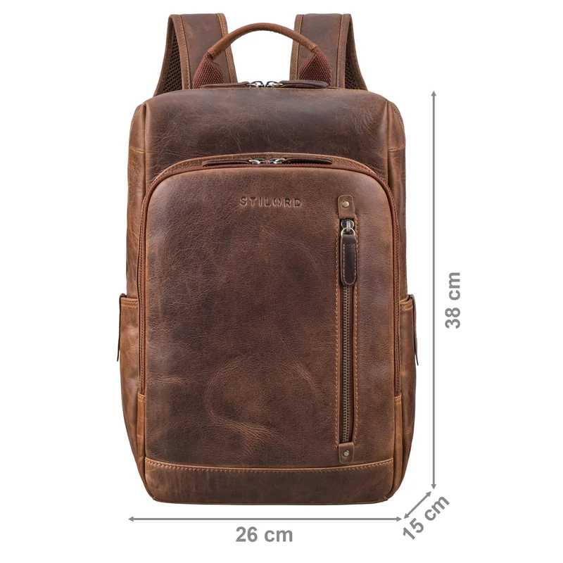"Johnson" Lederrucksack Herren Business Vintage - Laptop Rucksack 13 Zoll Rindsleder