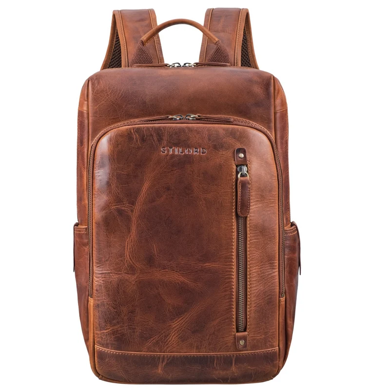 "Johnson" Lederrucksack Herren Business Vintage - Laptop Rucksack 13 Zoll Rindsleder