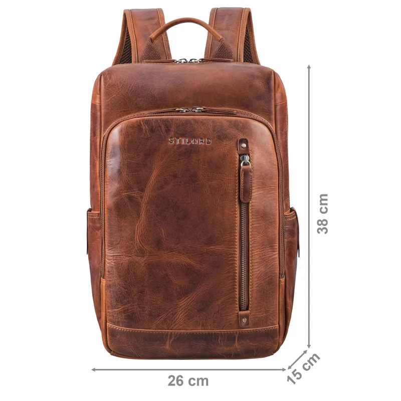 "Johnson" Lederrucksack Herren Business Vintage - Laptop Rucksack 13 Zoll Rindsleder