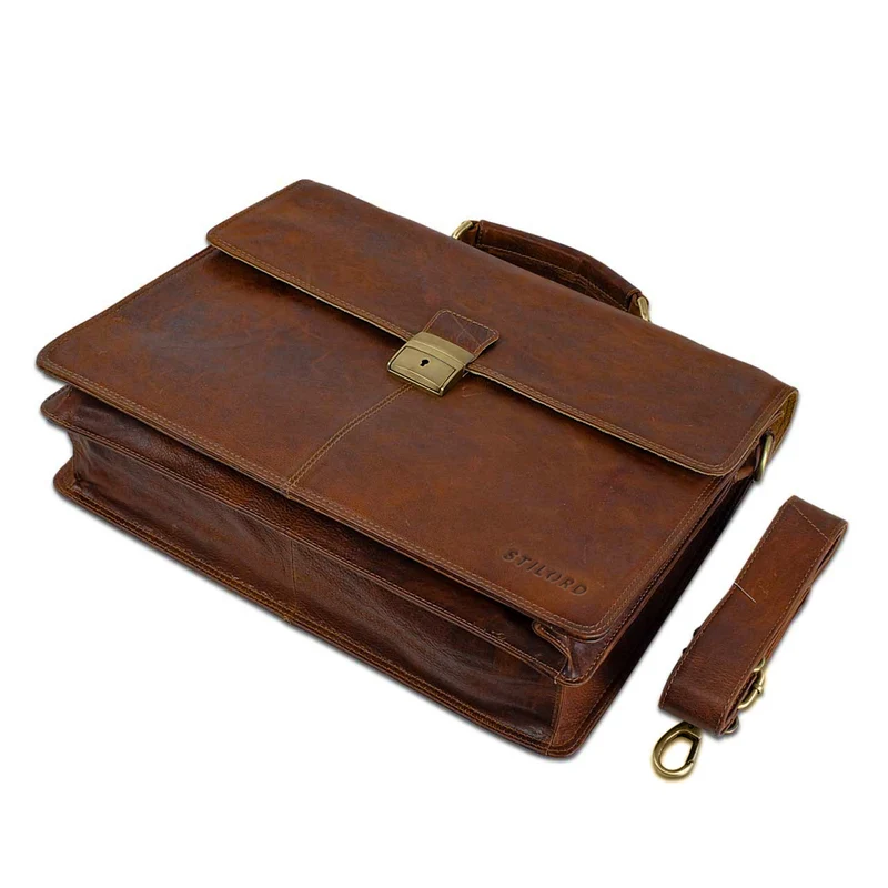 B-WARE "Edward" Herren Aktentasche Dokumententasche Laptop echtes Leder