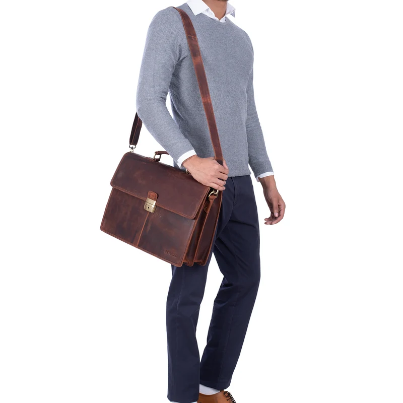 B-WARE "Edward" Herren Aktentasche Dokumententasche Laptop echtes Leder