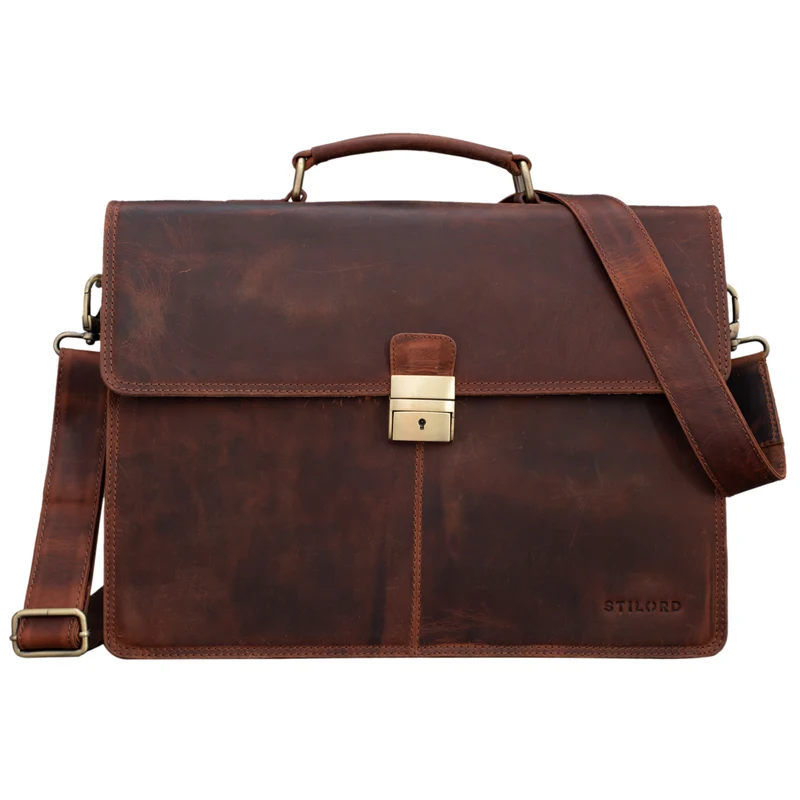 B-WARE "Edward" Herren Aktentasche Dokumententasche Laptop echtes Leder