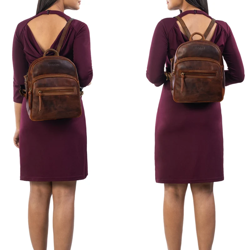 "Alba" Kleiner Leder Rucksack Damen Vintage