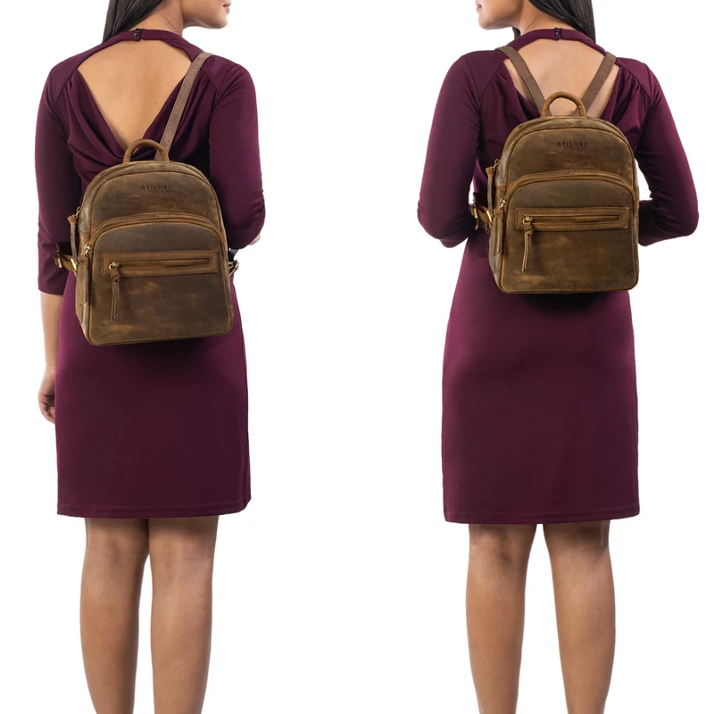 "Alba" Kleiner Leder Rucksack Damen Vintage