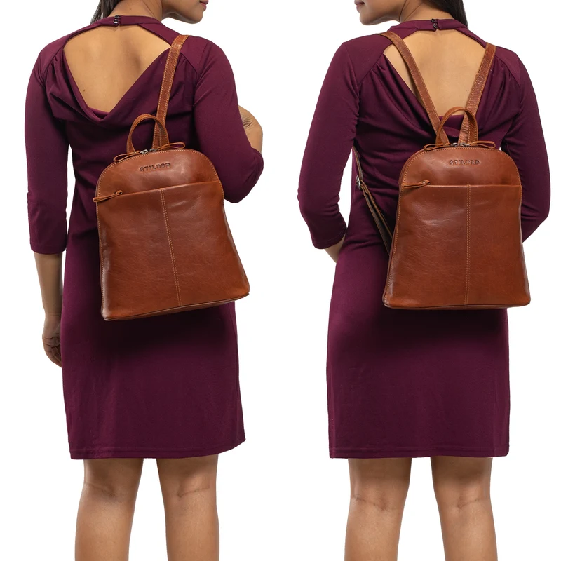 "Olivia" City Rucksack Damen Leder Rucksackhandtasche Daypack