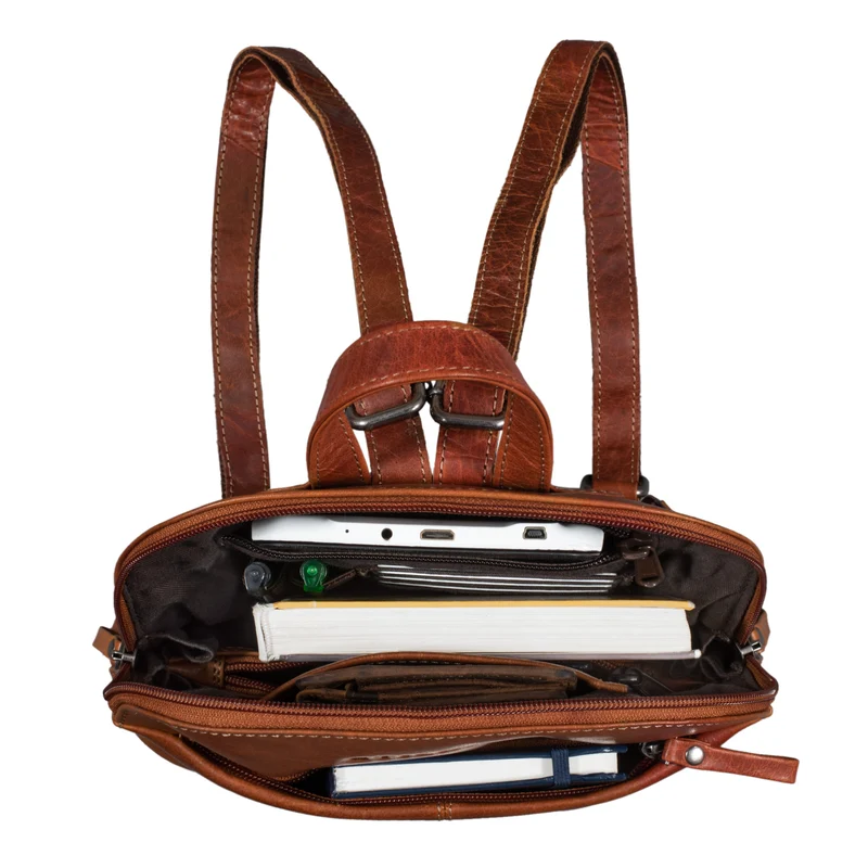 "Olivia" City Rucksack Damen Leder Rucksackhandtasche Daypack