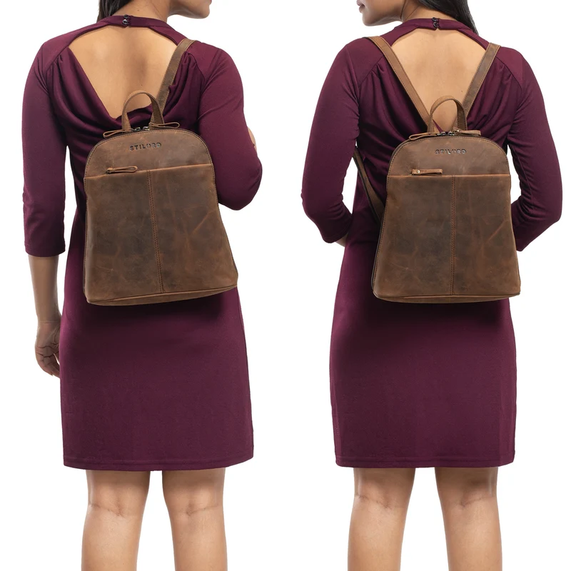 "Olivia" City Rucksack Damen Leder Rucksackhandtasche Daypack