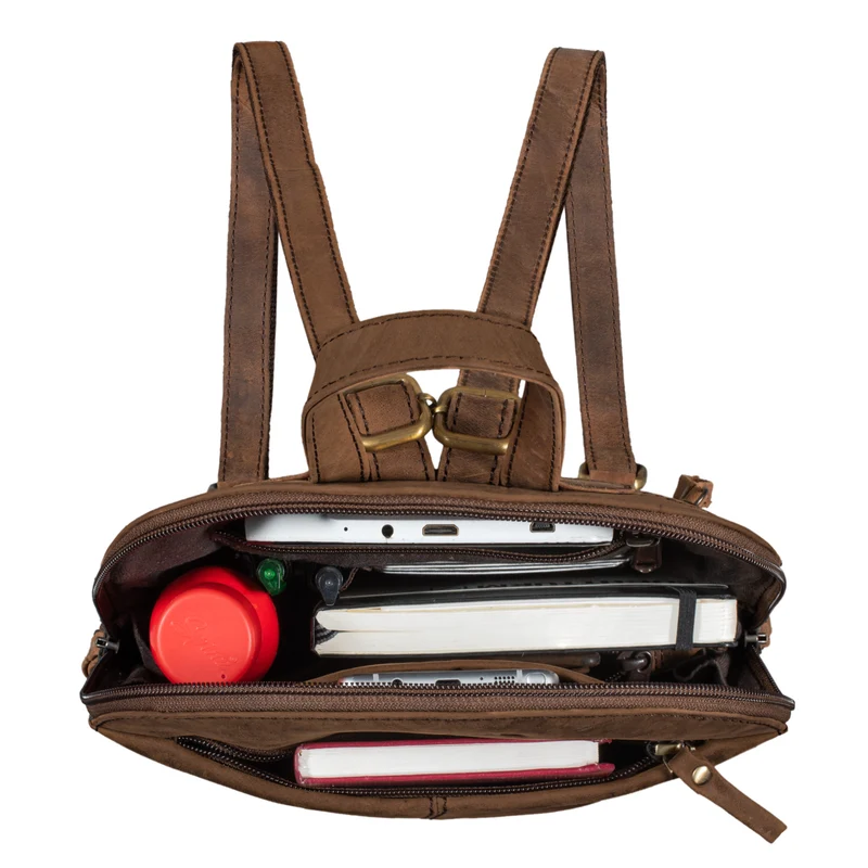 "Olivia" City Rucksack Damen Leder Rucksackhandtasche Daypack