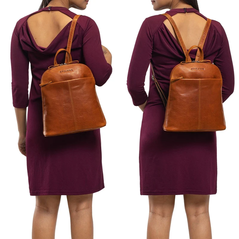 "Olivia" City Rucksack Damen Leder Rucksackhandtasche Daypack