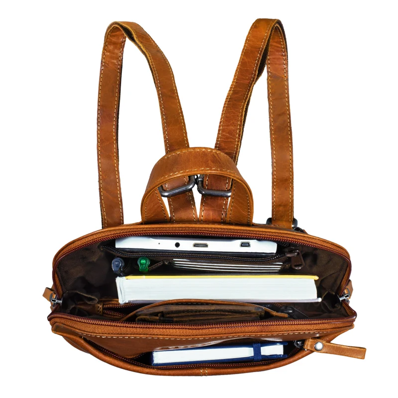 "Olivia" City Rucksack Damen Leder Rucksackhandtasche Daypack