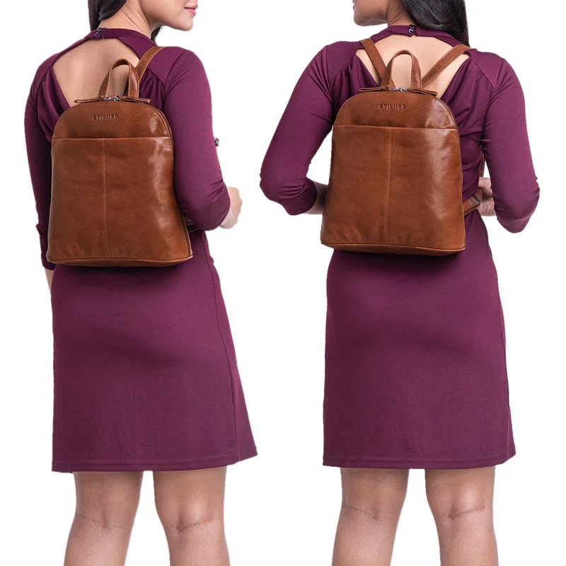"Olivia" City Rucksack Damen Leder Rucksackhandtasche Daypack