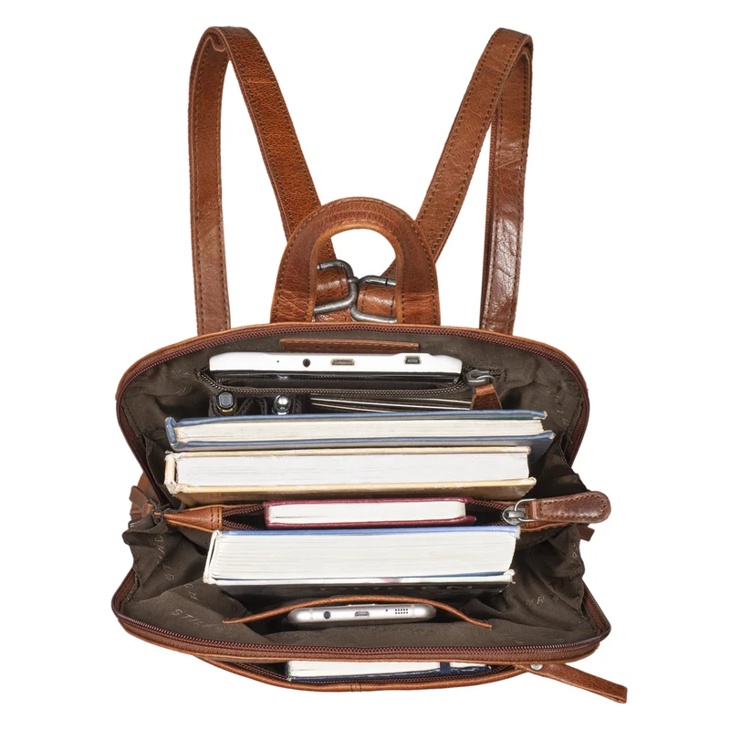 "Olivia" City Rucksack Damen Leder Rucksackhandtasche Daypack
