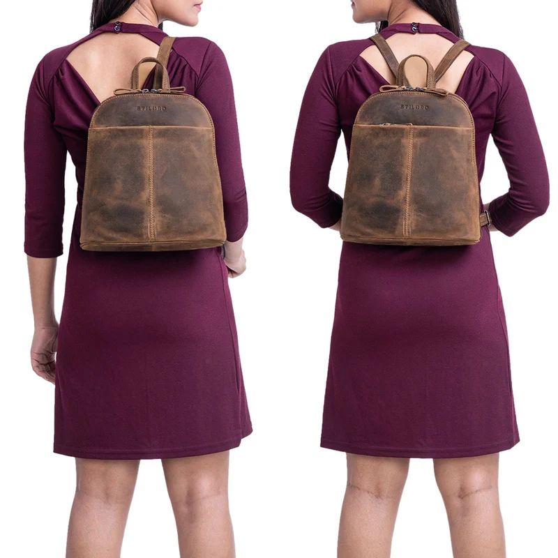 "Olivia" City Rucksack Damen Leder Rucksackhandtasche Daypack