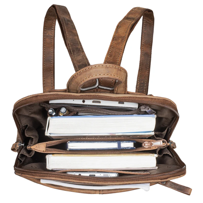 "Olivia" City Rucksack Damen Leder Rucksackhandtasche Daypack