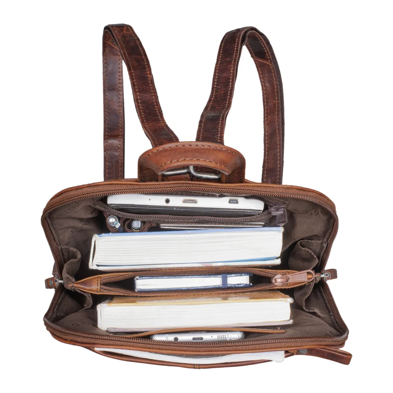 "Olivia" City Rucksack Damen Leder Rucksackhandtasche Daypack