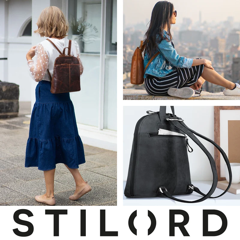 "Olivia" City Rucksack Damen Leder Rucksackhandtasche Daypack