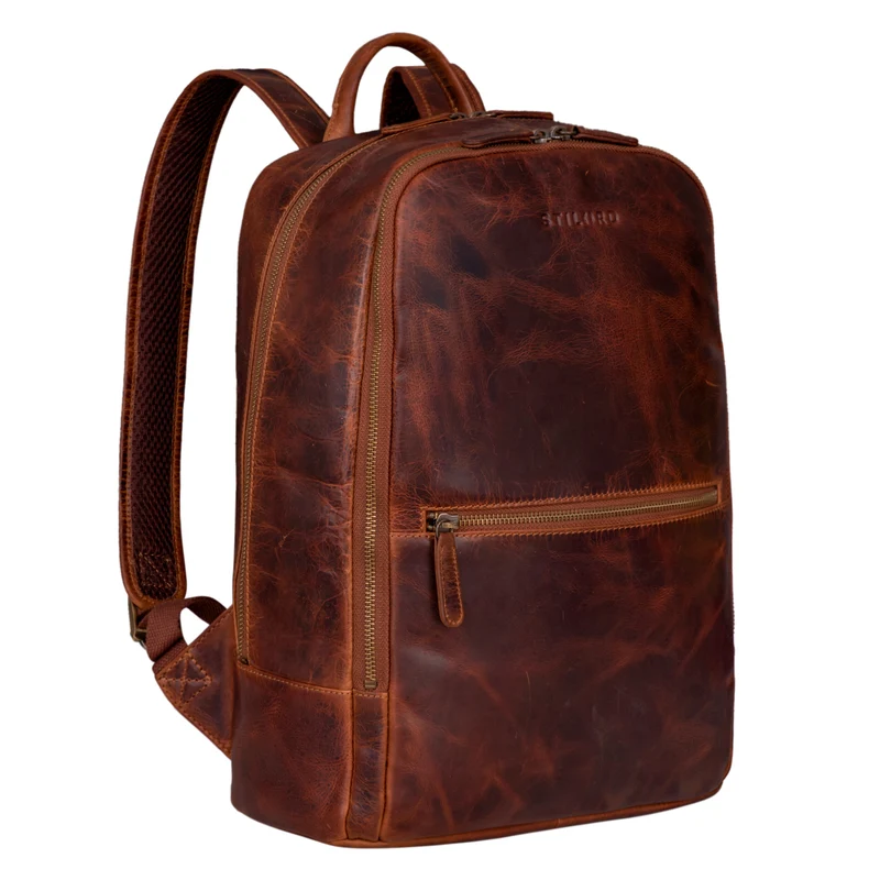 "Kellis" Vintage Lederrucksack Groß Herren Damen 15 Zoll Laptop Echtleder