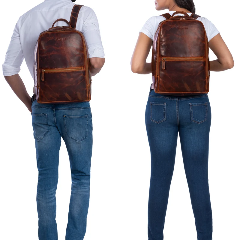 "Kellis" Vintage Lederrucksack Groß Herren Damen 15 Zoll Laptop Echtleder