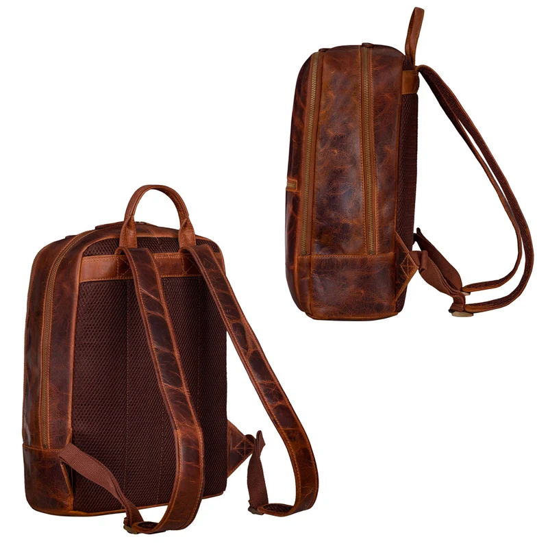 "Kellis" Vintage Lederrucksack Groß Herren Damen 15 Zoll Laptop Echtleder