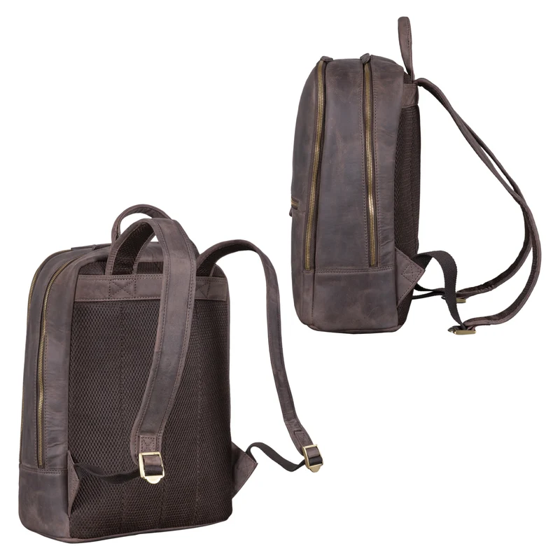 "Kellis" Vintage Lederrucksack Groß Herren Damen 15 Zoll Laptop Echtleder