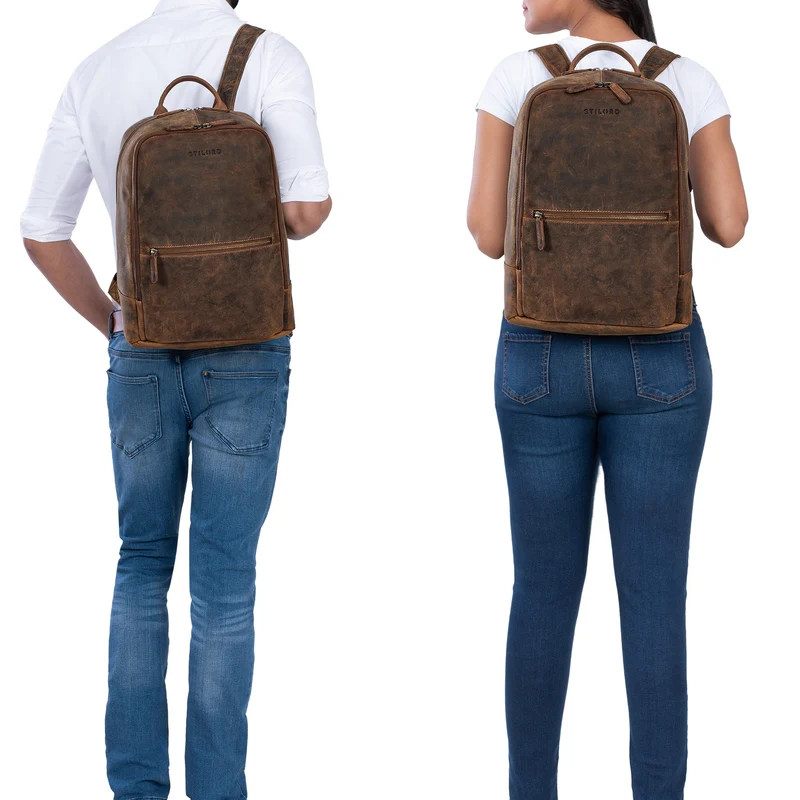 "Kellis" Vintage Lederrucksack Groß Herren Damen 15 Zoll Laptop Echtleder