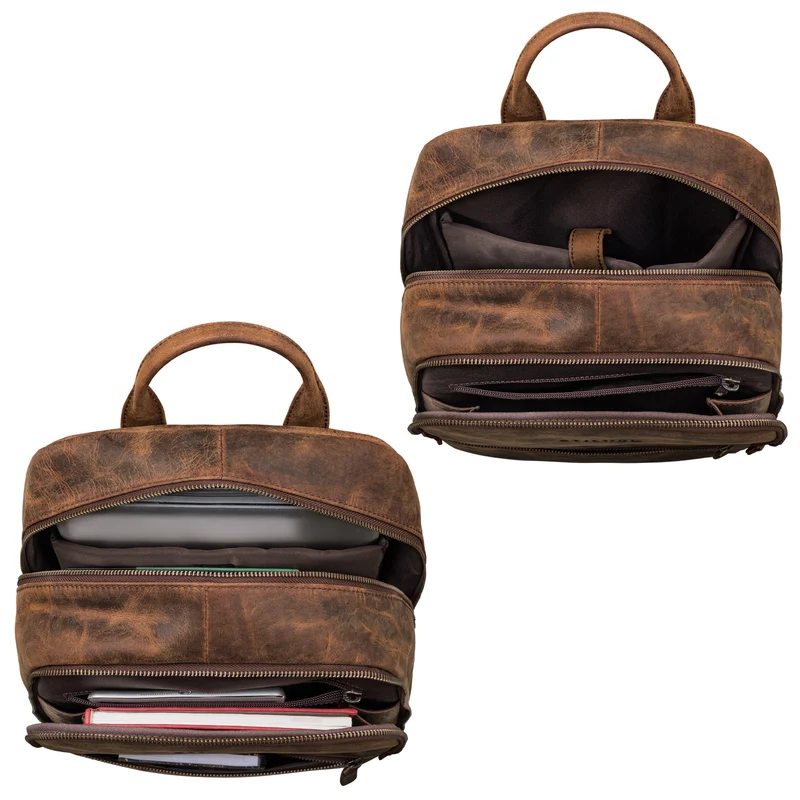 "Kellis" Vintage Lederrucksack Groß Herren Damen 15 Zoll Laptop Echtleder