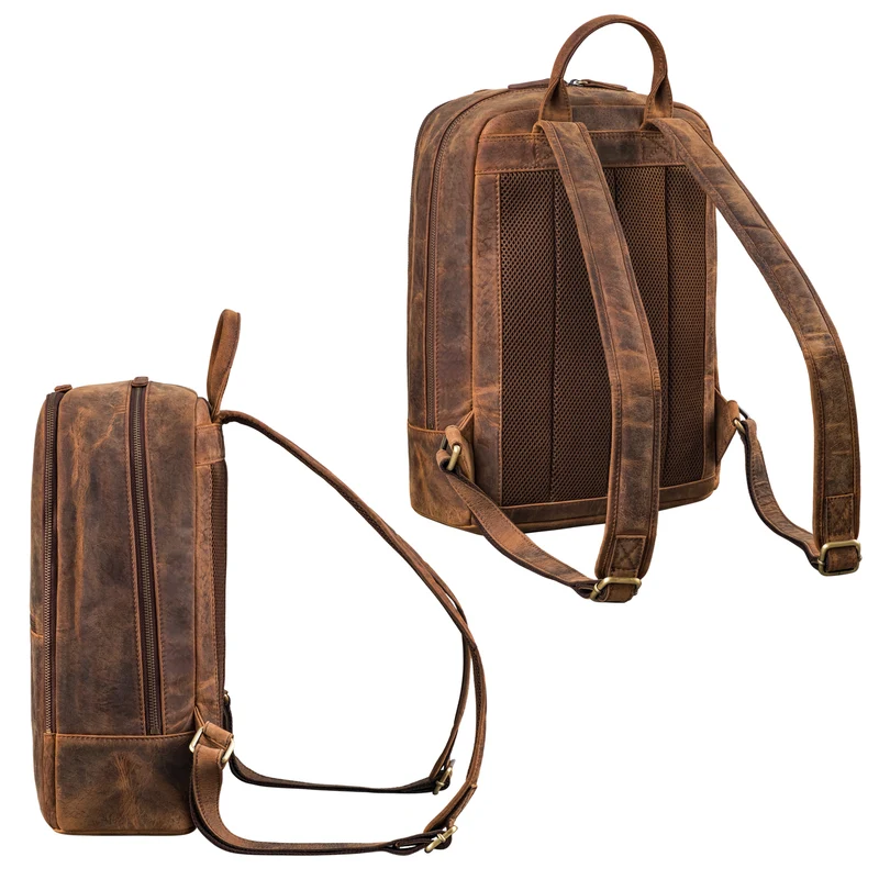 "Kellis" Vintage Lederrucksack Groß Herren Damen 15 Zoll Laptop Echtleder