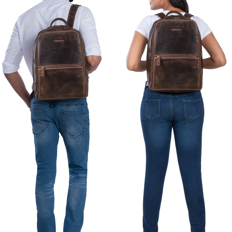 "Kellis" Vintage Lederrucksack Groß Herren Damen 15 Zoll Laptop Echtleder
