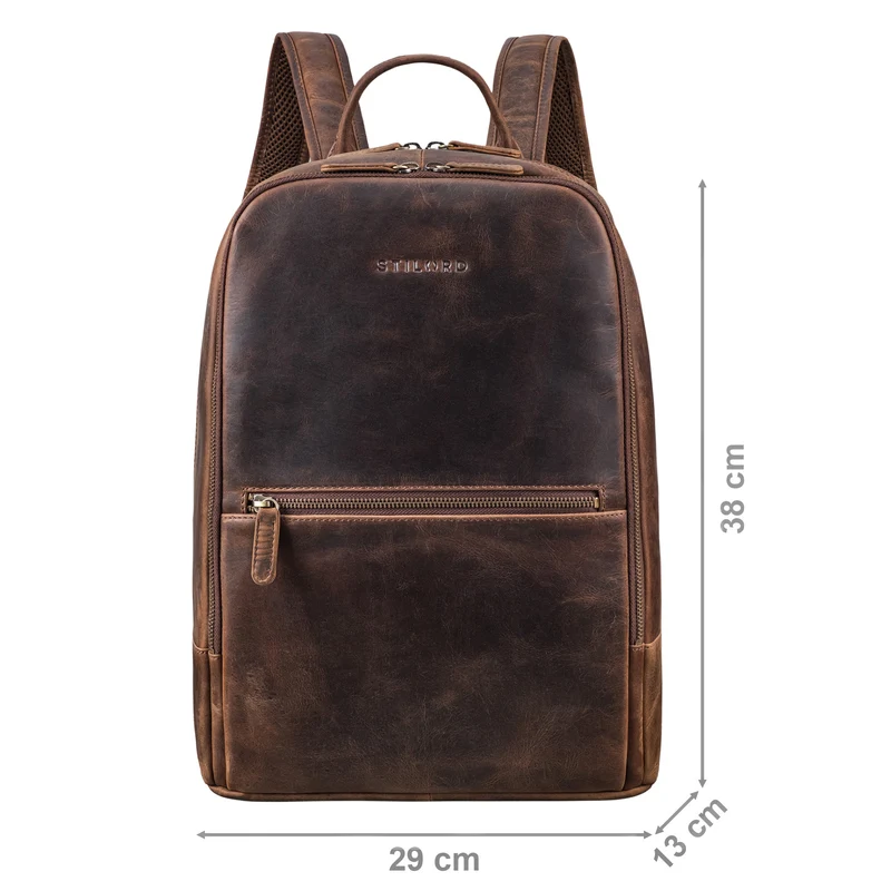 "Kellis" Vintage Lederrucksack Groß Herren Damen 15 Zoll Laptop Echtleder