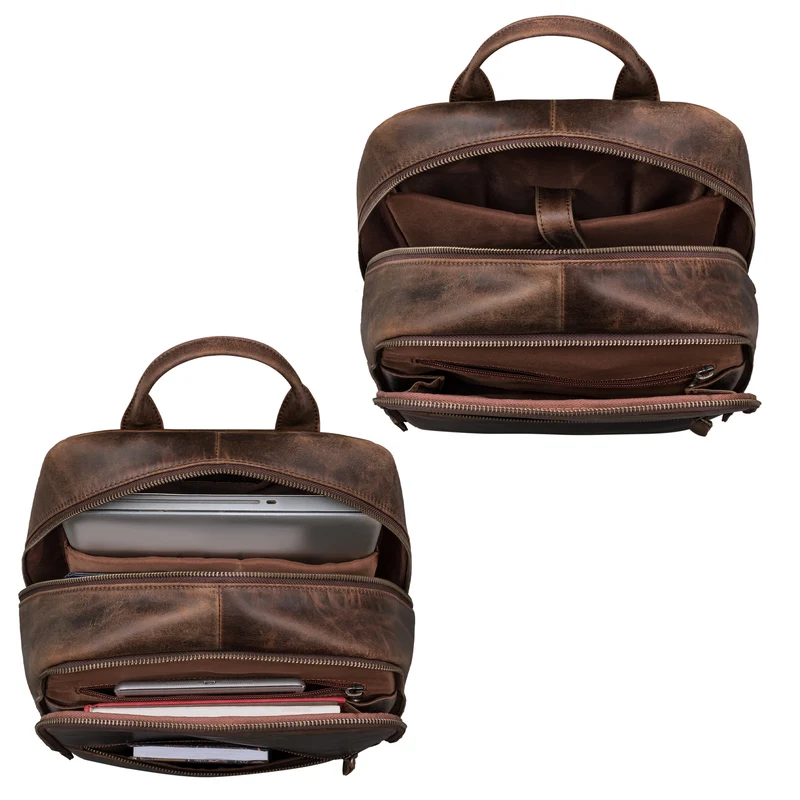 "Kellis" Vintage Lederrucksack Groß Herren Damen 15 Zoll Laptop Echtleder