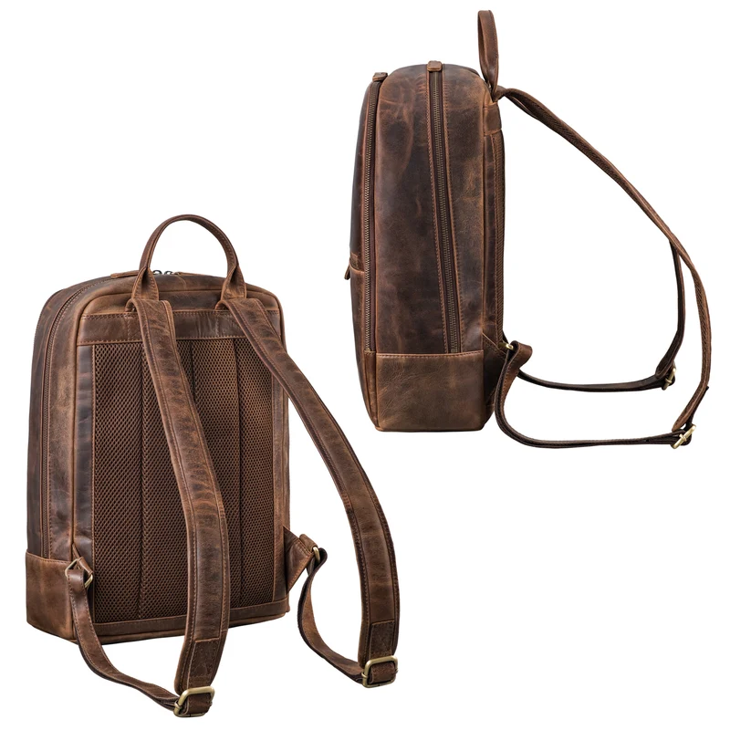 "Kellis" Vintage Lederrucksack Groß Herren Damen 15 Zoll Laptop Echtleder