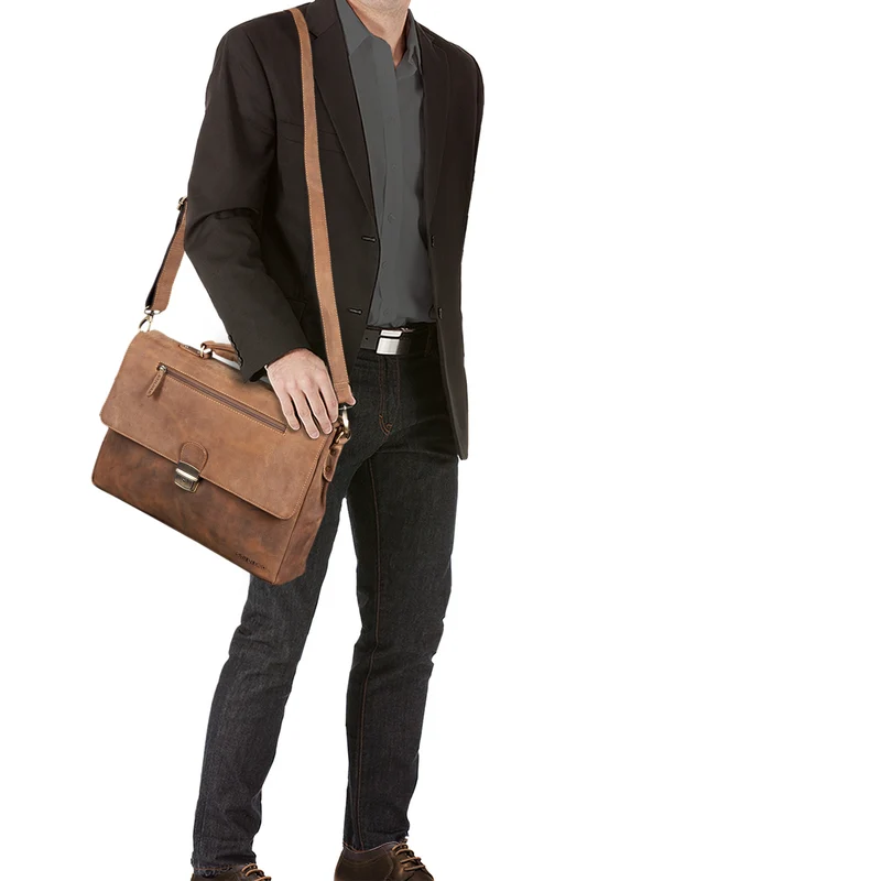 B-WARE "Carter" Vintage Businesstasche Leder Groß