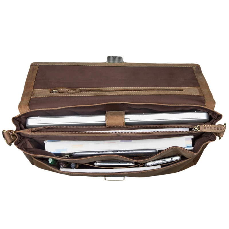 B-WARE "Carter" Vintage Businesstasche Leder Groß