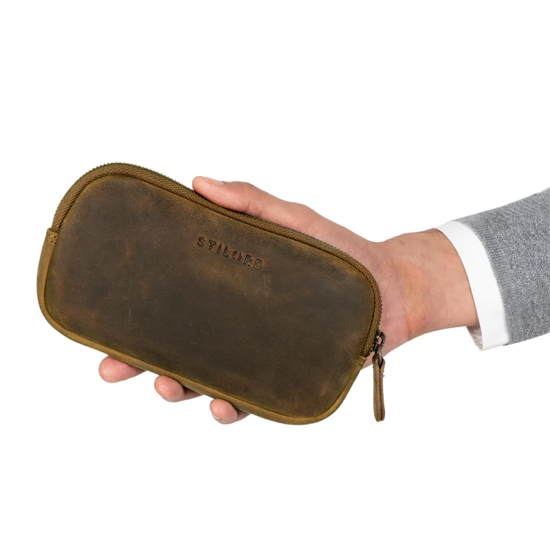 "Mike" Vintage Leder Etui für Stifte Kabel oder Schlüssel Echtleder