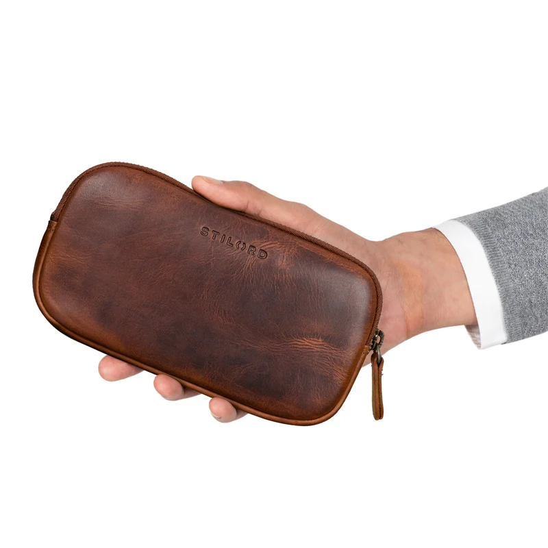 "Mike" Vintage Leder Etui für Stifte Kabel oder Schlüssel Echtleder