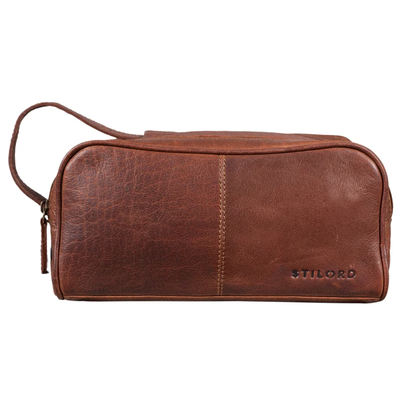 B-WARE "Valentin" Kulturtasche Herren Damen Leder