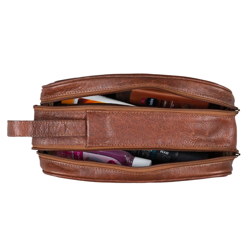 B-WARE "Valentin" Kulturtasche Herren Damen Leder