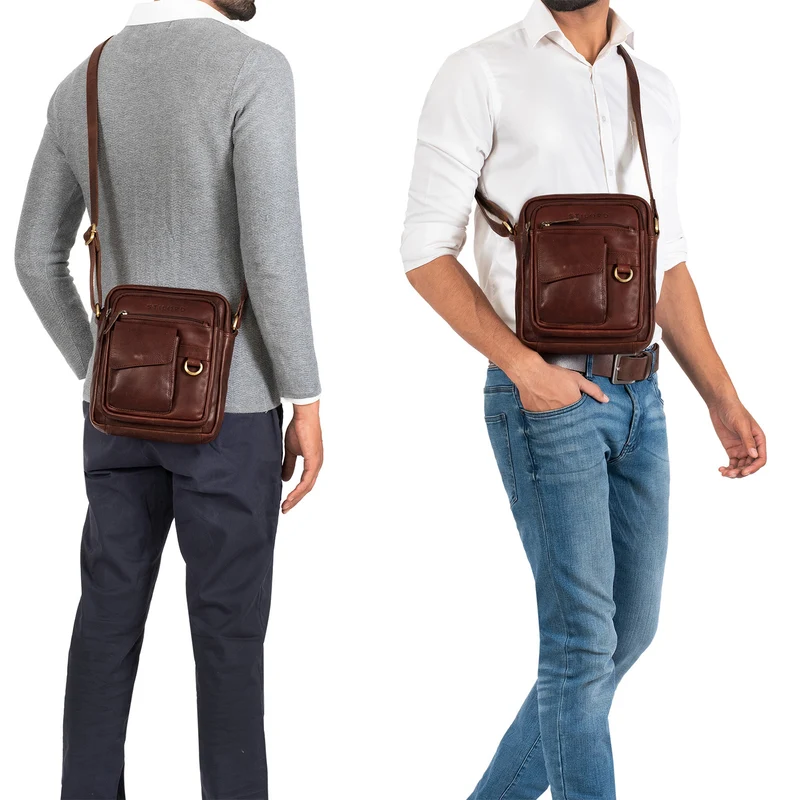"Ryan" Crossbody Tasche Herren Leder zum Umhängen Vintage Ledertasche