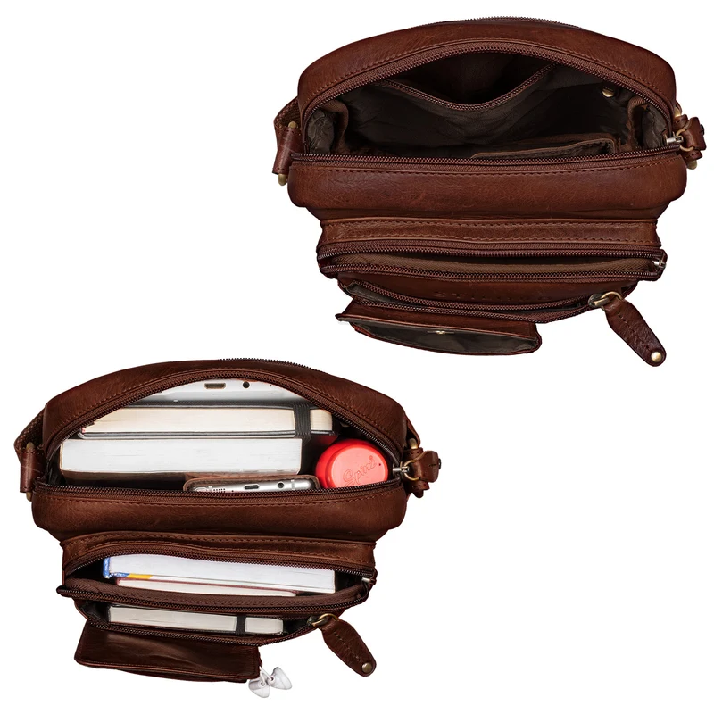 "Ryan" Crossbody Tasche Herren Leder zum Umhängen Vintage Ledertasche