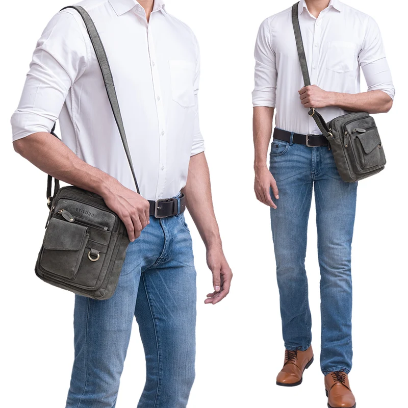 "Ryan" Crossbody Tasche Herren Leder zum Umhängen Vintage Ledertasche