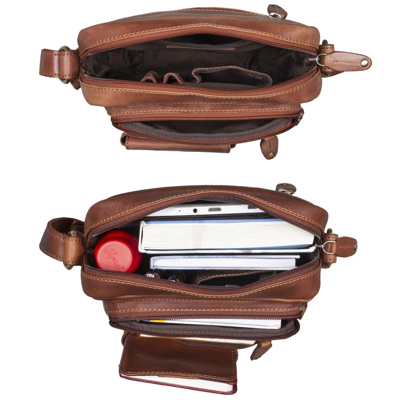 "Ryan" Crossbody Tasche Herren Leder zum Umhängen Vintage Ledertasche