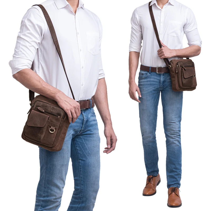 "Ryan" Crossbody Tasche Herren Leder zum Umhängen Vintage Ledertasche