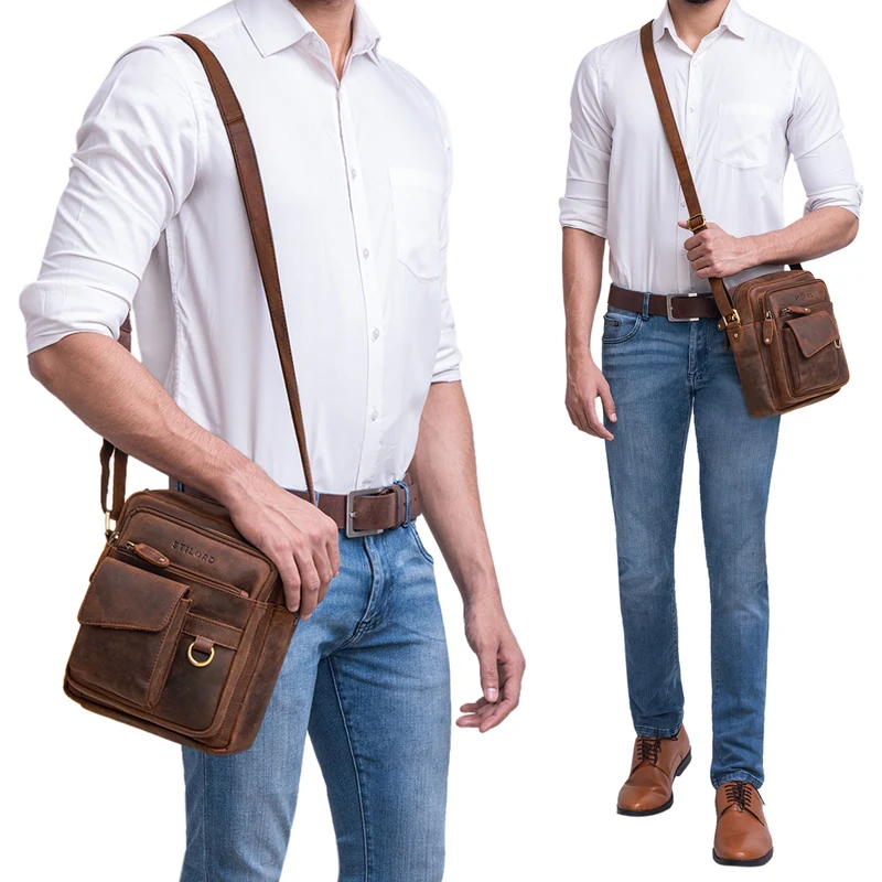 "Ryan" Crossbody Tasche Herren Leder zum Umhängen Vintage Ledertasche