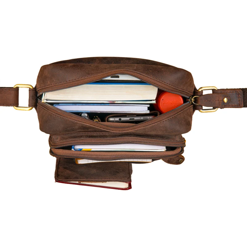 "Ryan" Crossbody Tasche Herren Leder zum Umhängen Vintage Ledertasche