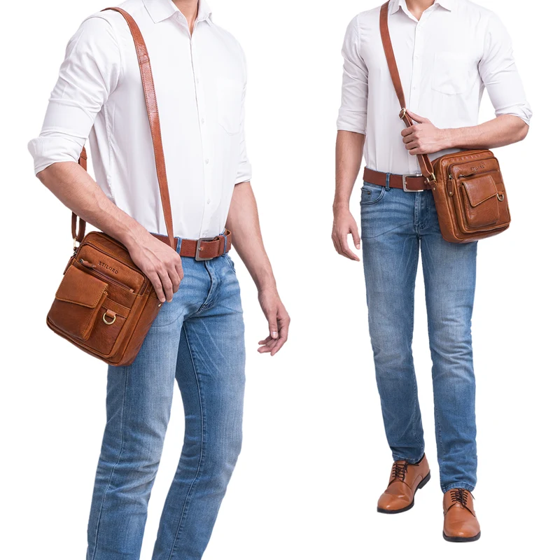 "Ryan" Crossbody Tasche Herren Leder zum Umhängen Vintage Ledertasche