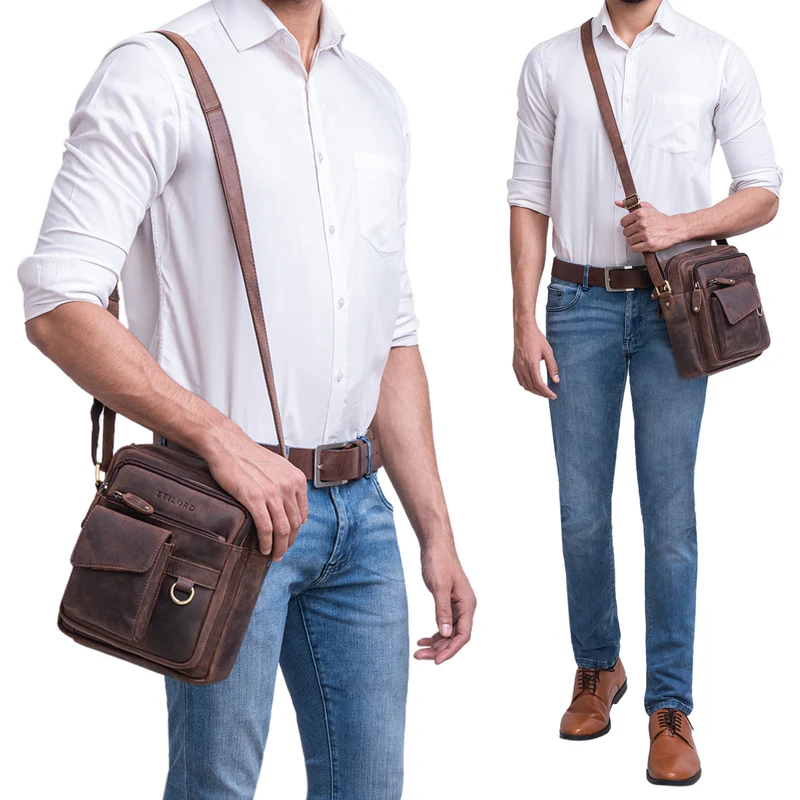 "Ryan" Crossbody Tasche Herren Leder zum Umhängen Vintage Ledertasche