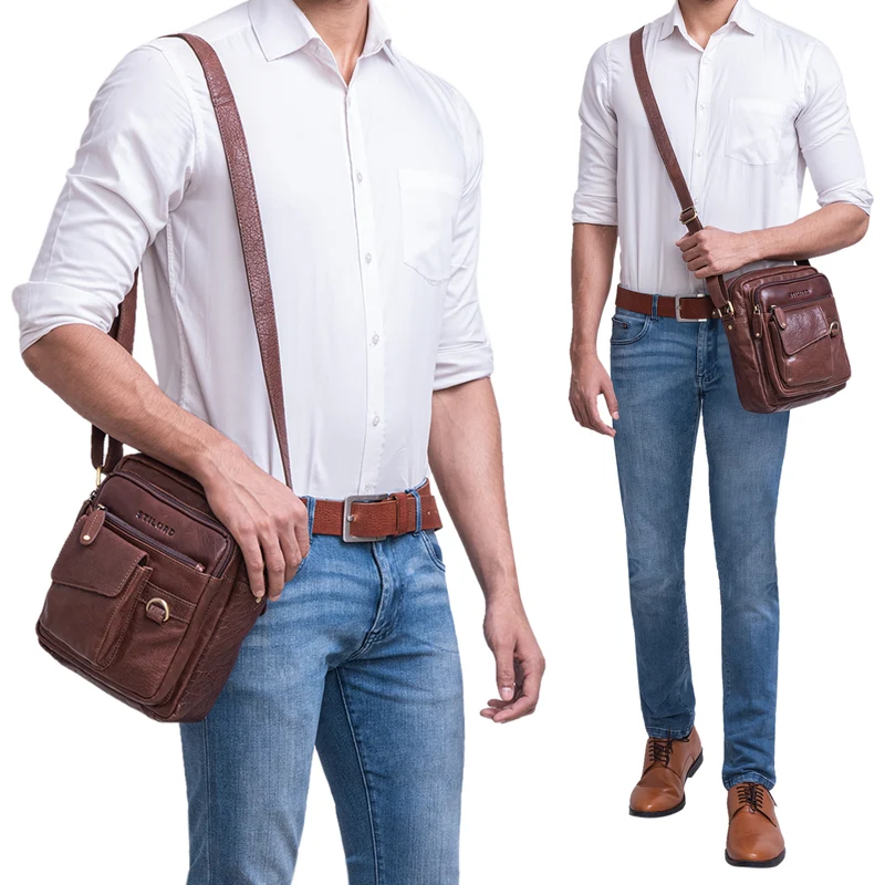 "Ryan" Crossbody Tasche Herren Leder zum Umhängen Vintage Ledertasche