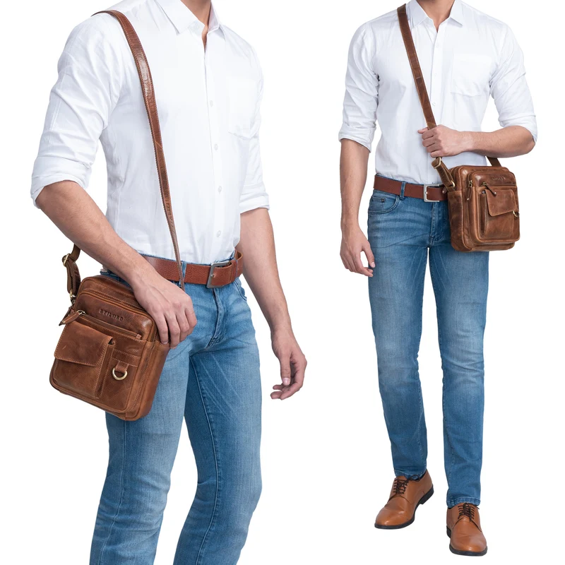 "Ryan" Crossbody Tasche Herren Leder zum Umhängen Vintage Ledertasche