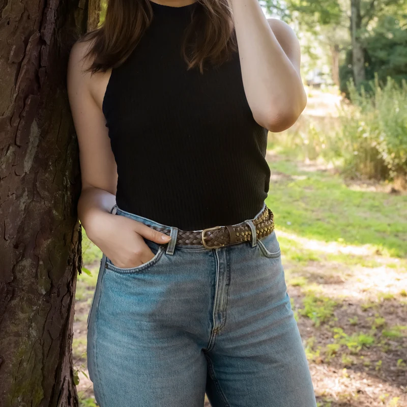"Ava" Ledergürtel Damen geflochten 25 mm